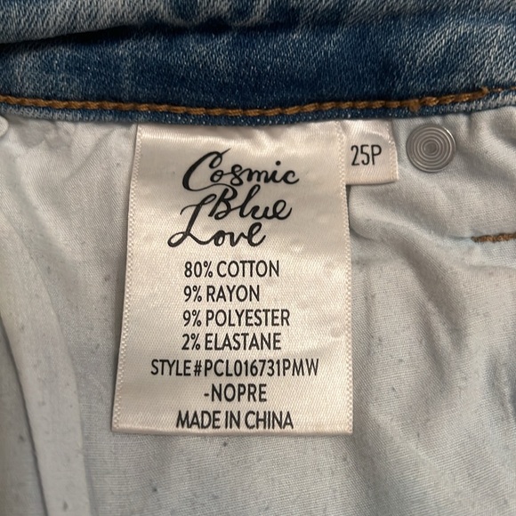 EUC Cosmic Blue Love distressed crop jeans - made by Pistola! - Picture 7 of 8